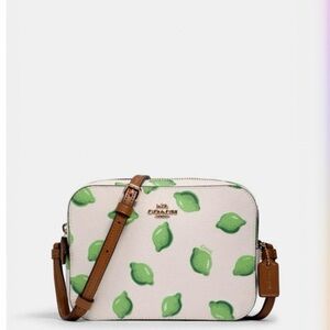 Coach White and Green Lime Crossbody Camera Style Bag